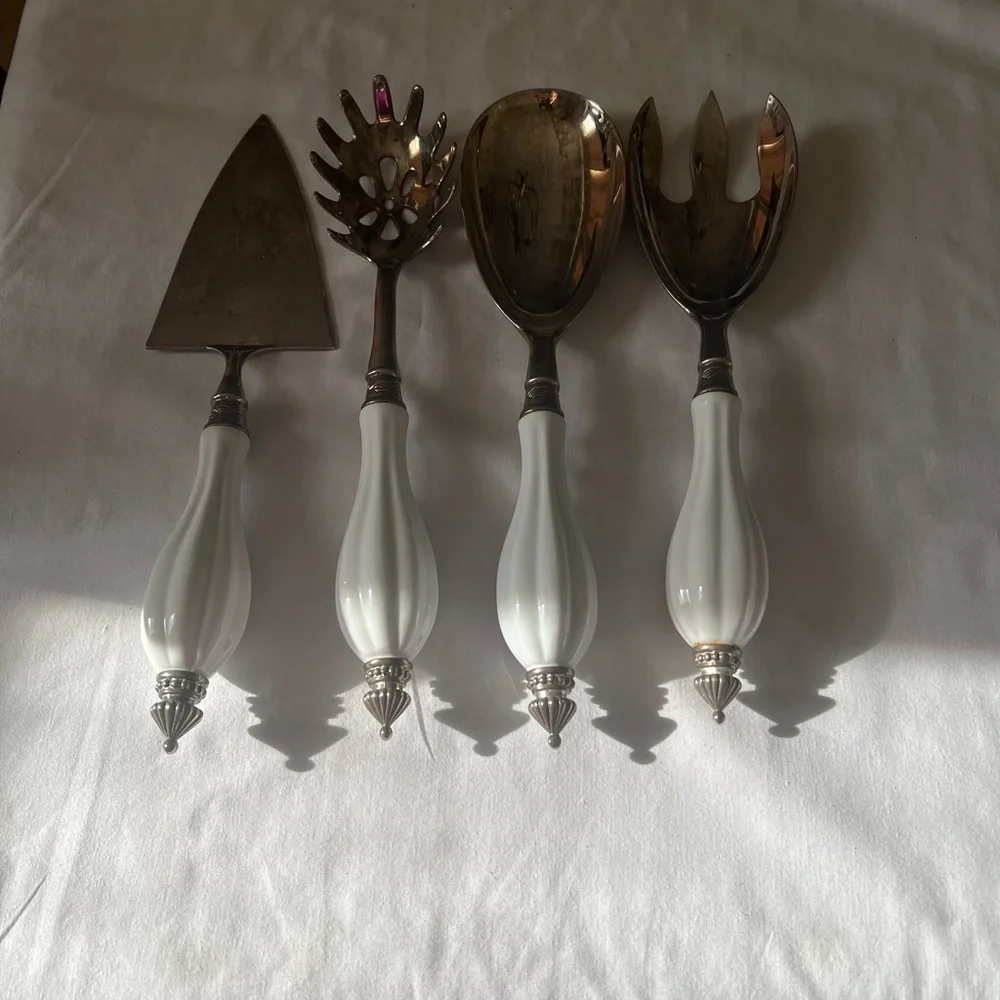 Elegant White and Silver Dining Utensil Set